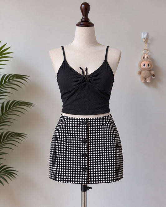 Black Tie Front Crop Top