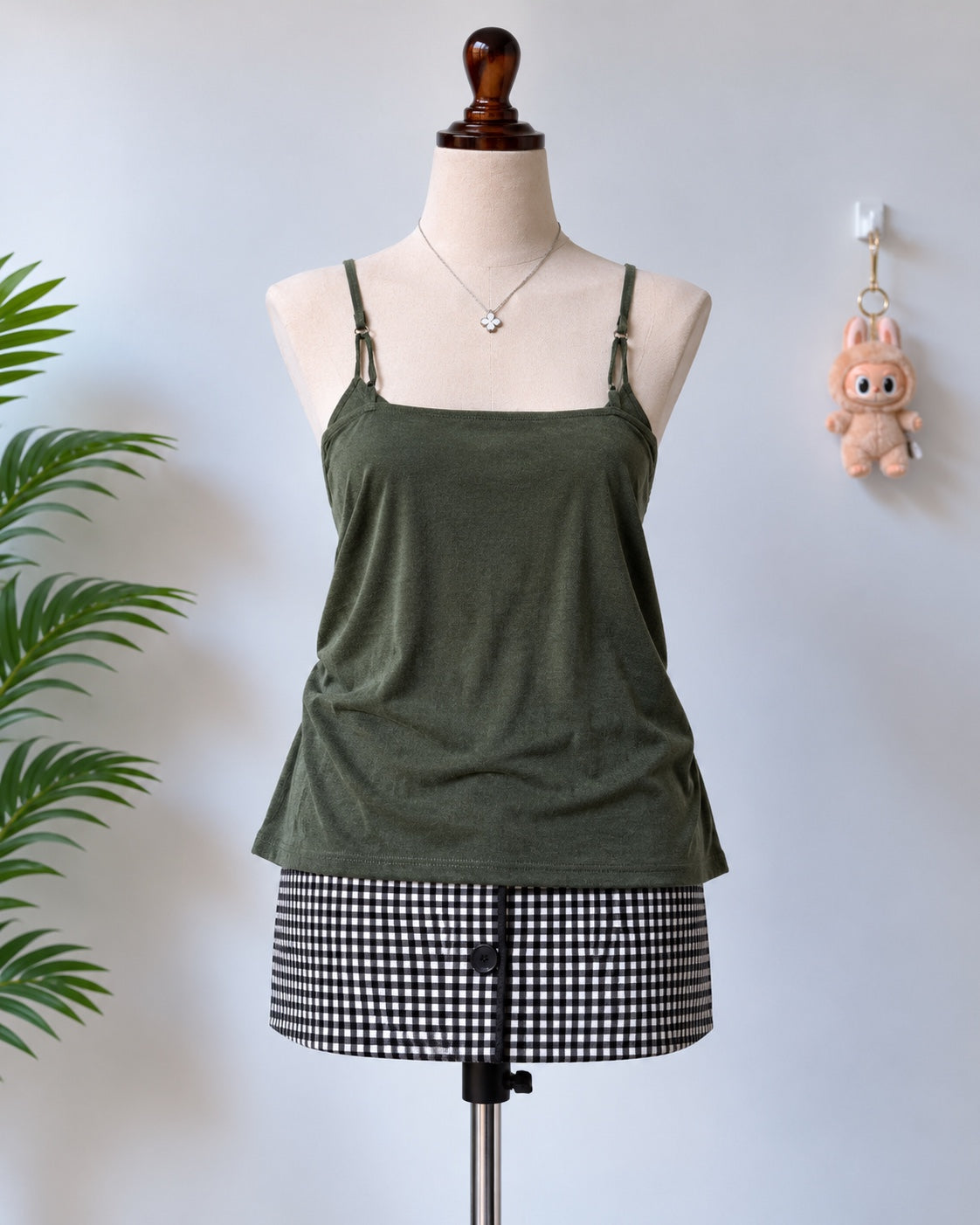 Olive Green Square Neck Cami Top