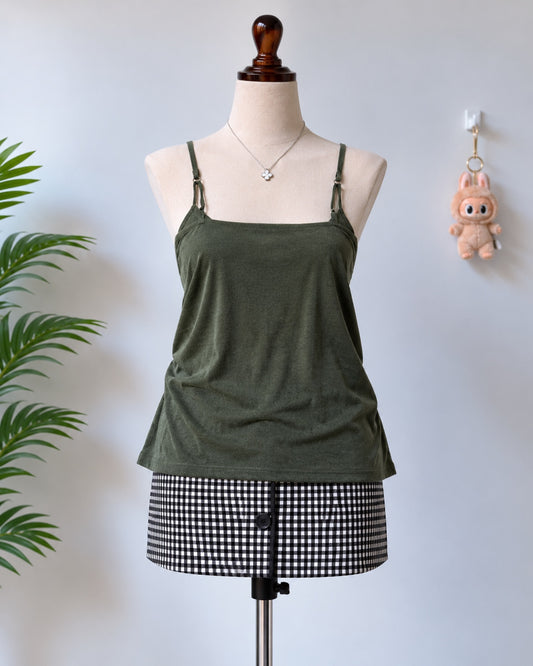 Olive Green Square Neck Cami Top