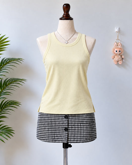 Pale Yellow Ribbed Tank Top