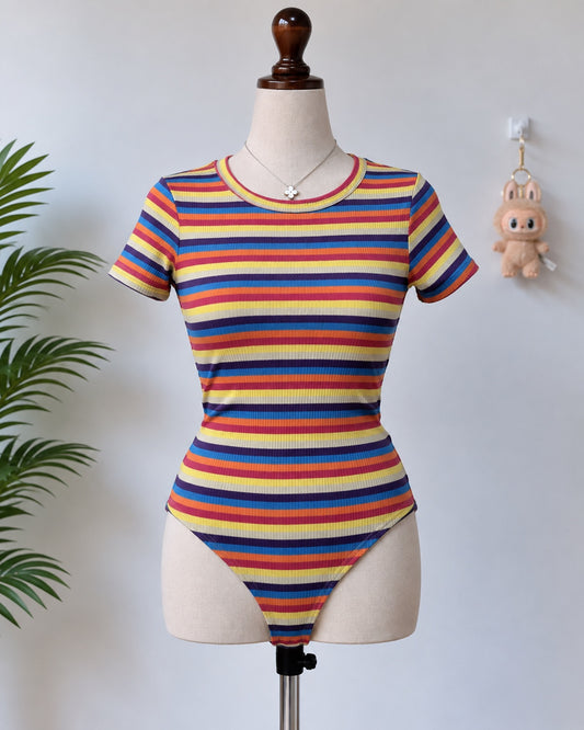 Rainbow Striped Short Sleeve Bodysuit