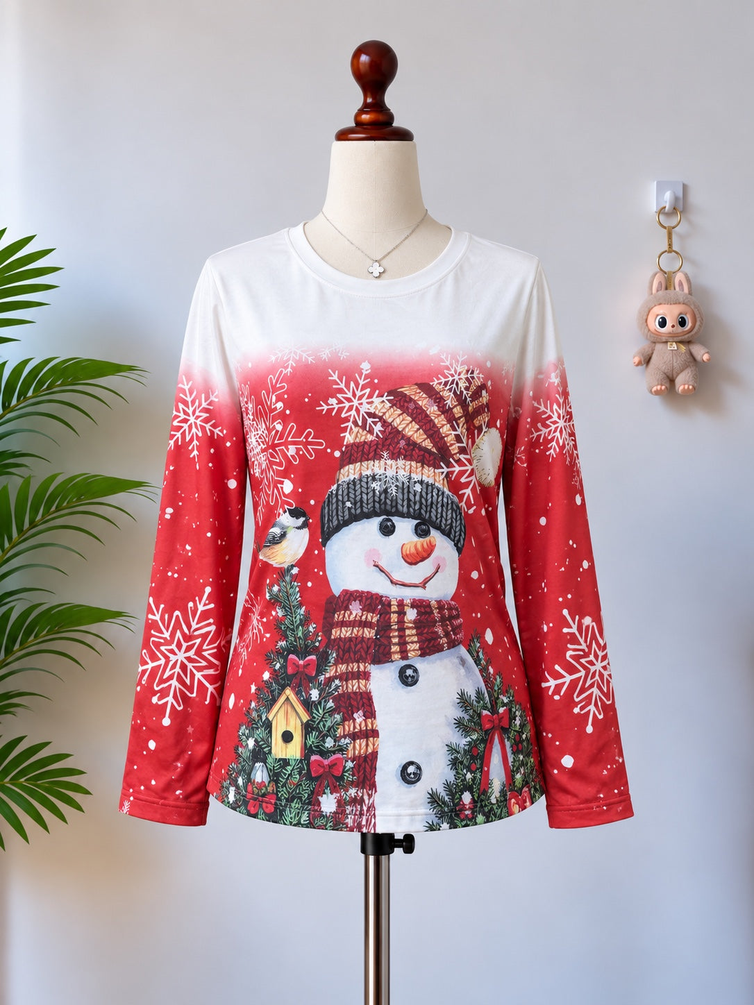 Snowman print long sleeve top